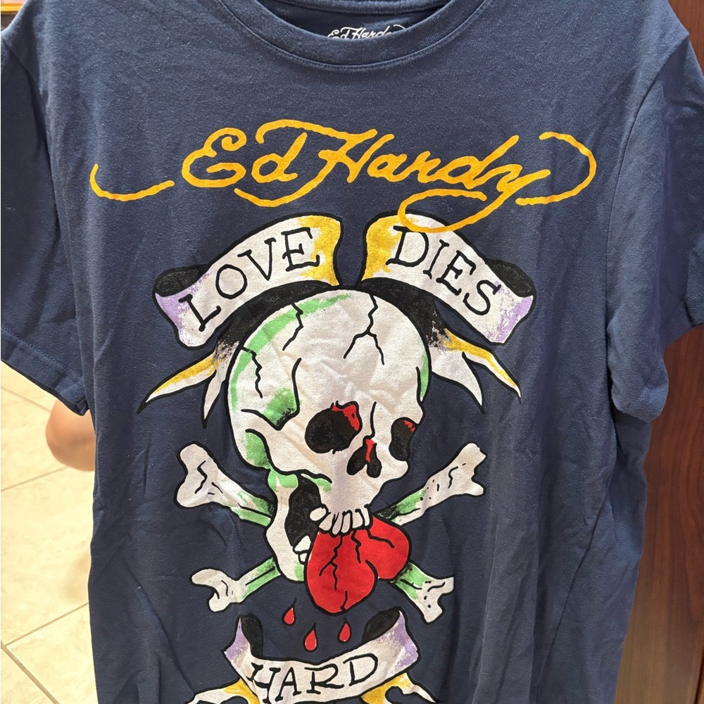 Ed Hardy Blue and Yellow Short Sleeve Tees